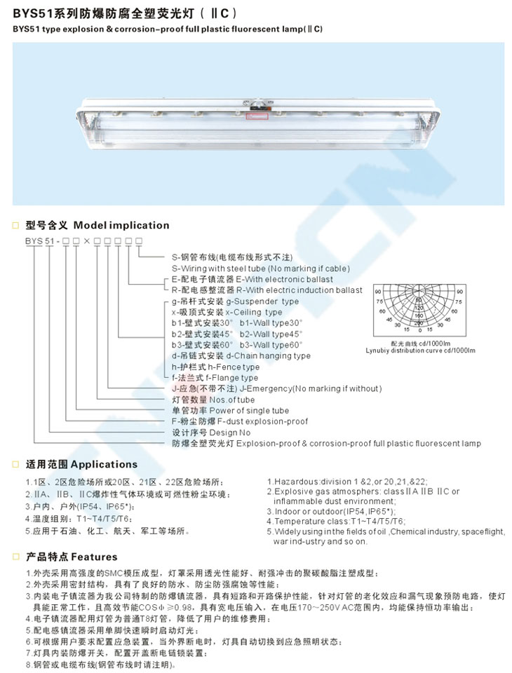 BYS51系列防爆防腐全塑熒光燈(IIC)