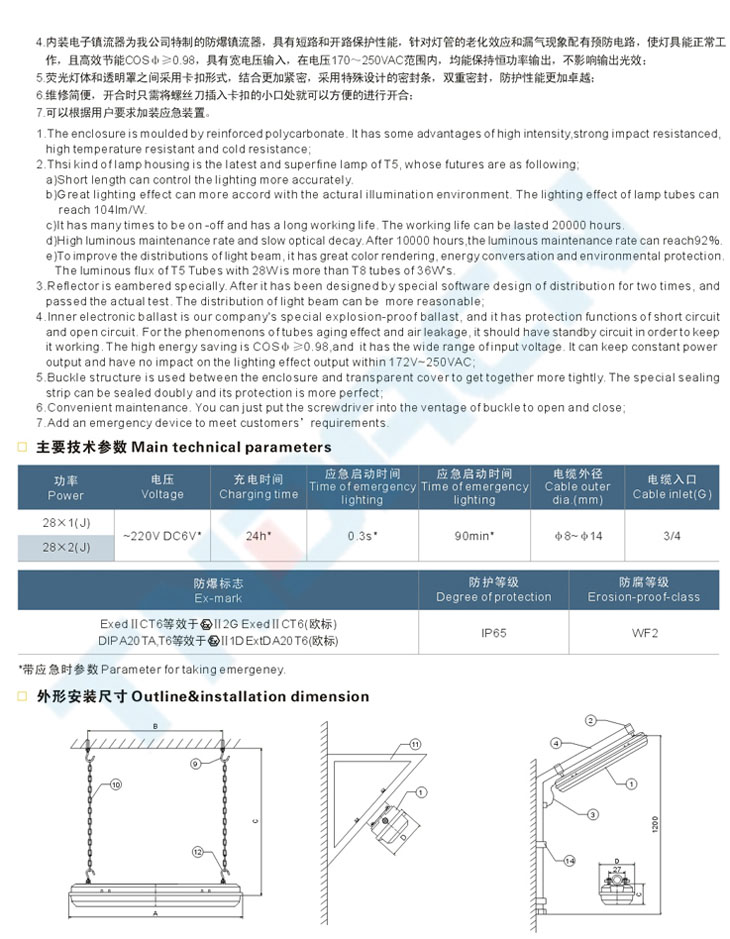 BYS52系列防爆防腐全塑熒光燈(IIB、IIC)