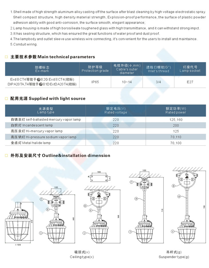 ccd-200系列隔爆型防爆燈(IIC)