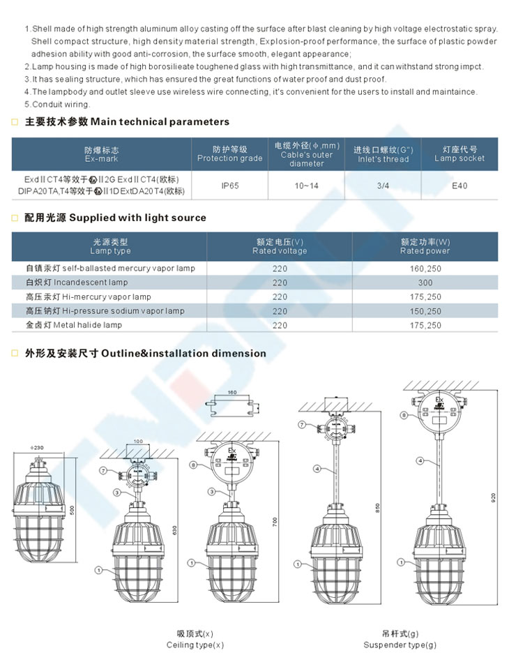 ccd-250系列隔爆型防爆燈(IIC)