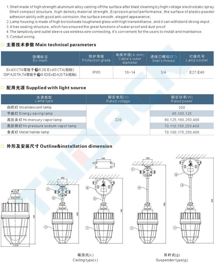 ccd93系列隔爆型防爆燈(IIC)