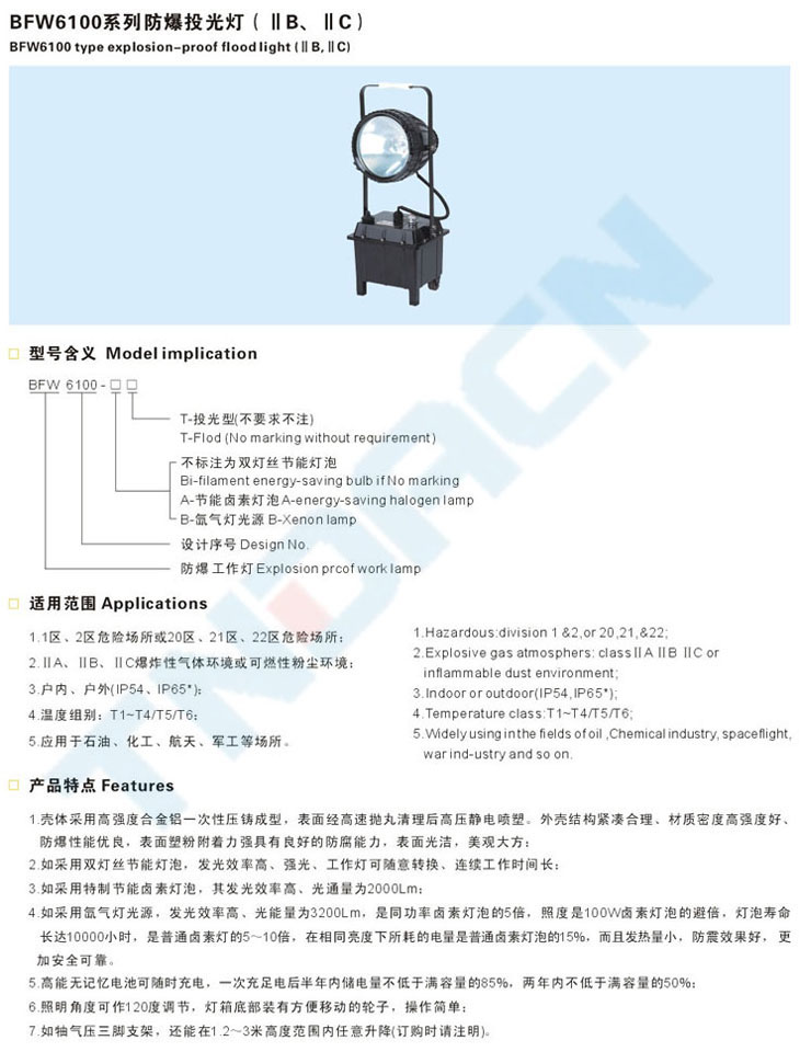 BFW6100系列防爆投光燈(IIB、IIC)