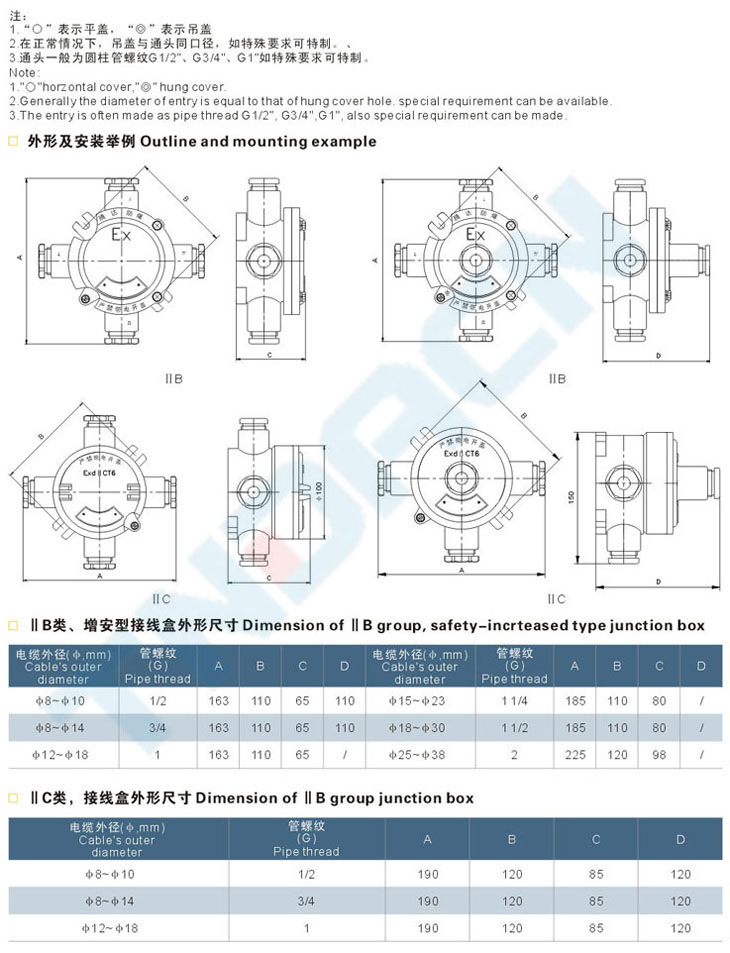 AH系列防爆接線盒(IIB、IIC、e)