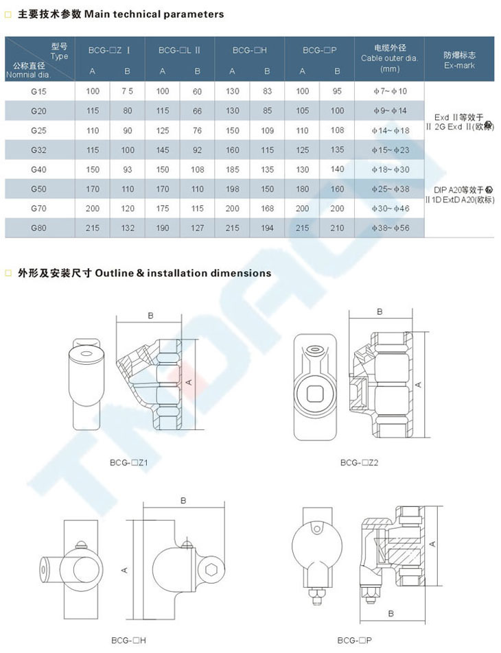 BCG系列防爆隔離密封盒(dII)