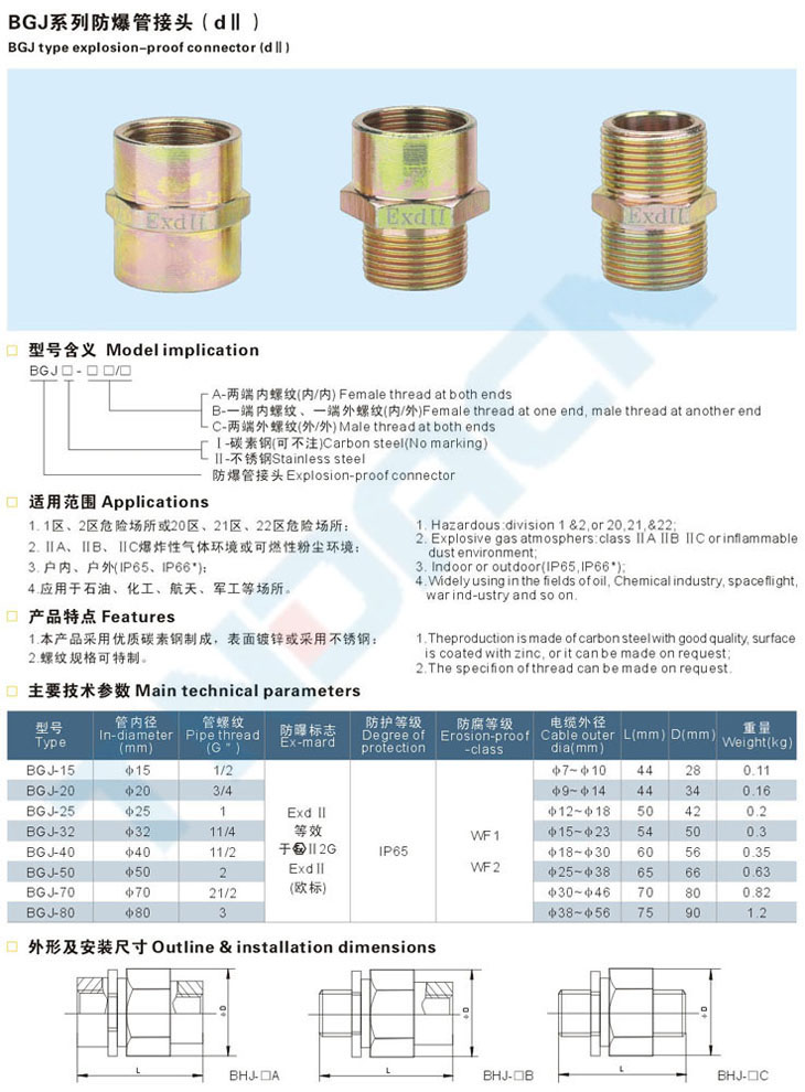 BGJ系列防爆管接頭(dII)