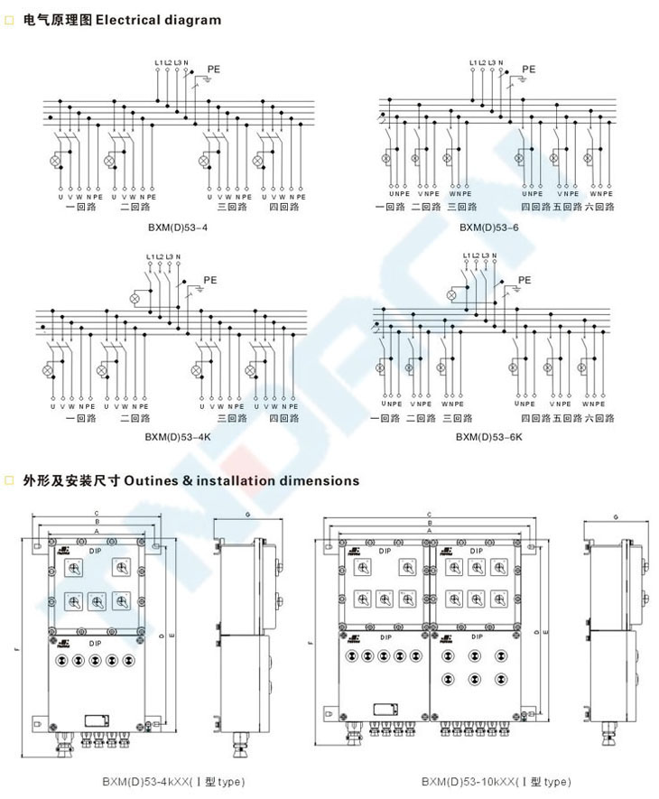 BXM(D)53-F系列粉塵防爆照明(動(dòng)力)配電箱(DIP)