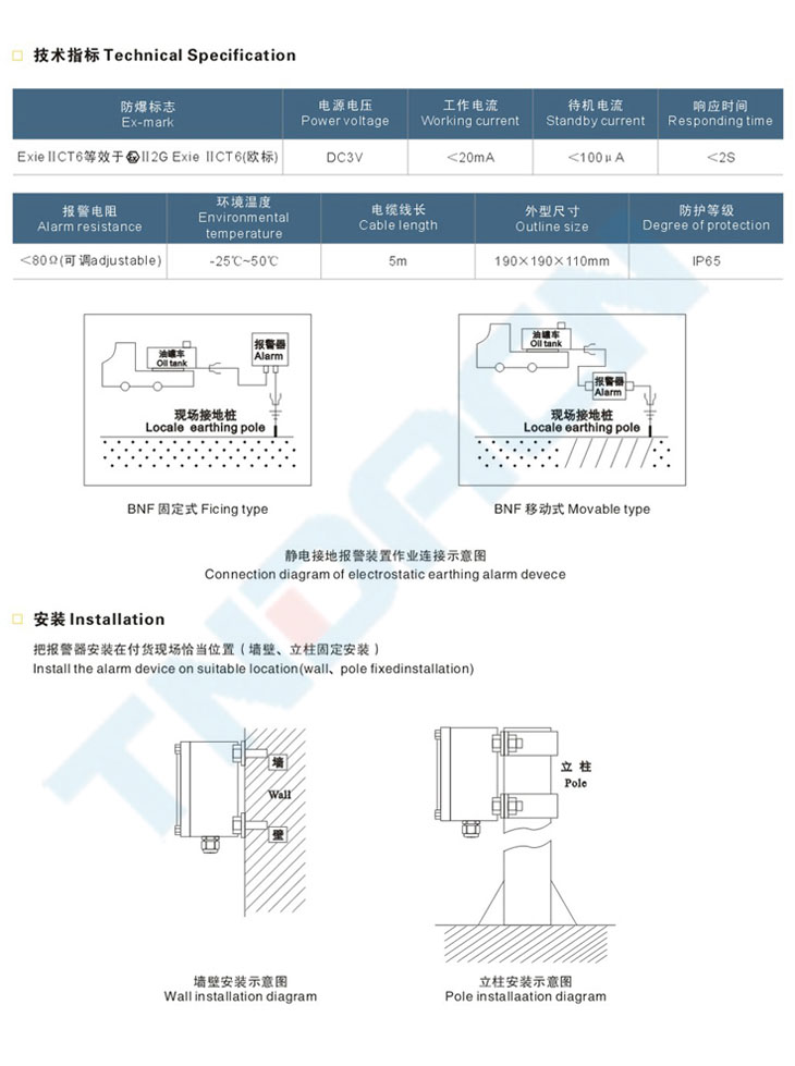 BNF系列防爆靜電接地報(bào)警裝置(IIB、IIC)